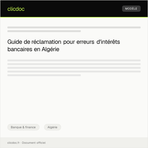 Aperçu du document Réclamation pour erreur dans le calcul des intérêts bancaires — Banque & finance, Algérie