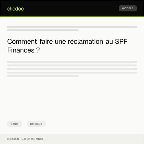 Aperçu du document Réclamation suite à une erreur ou un litige médical — Santé, Belgique