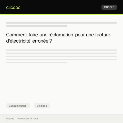 Aperçu du document Réclamation suite à une erreur sur la facture d'électricité — Consommation, Belgique