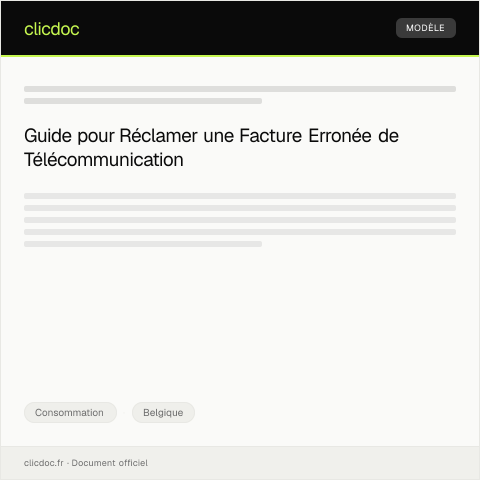 Aperçu du document Réclamation suite à une facture erronée pour services télécom — Consommation, Belgique