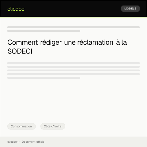 Aperçu du document Réclamation suite à l'interruption de service par la SODECI sans préavis — Consommation, Côte d'Ivoire