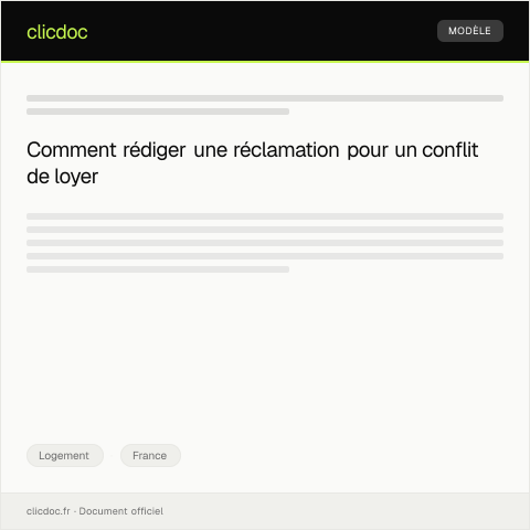 Aperçu du document Réclamation pour litige de loyer avec le bailleur — Logement, France