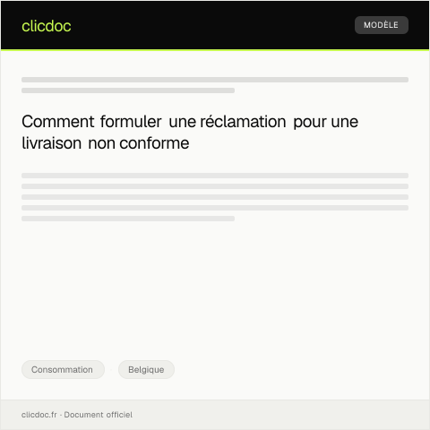 Aperçu du document Réclamation suite à une livraison non conforme du fournisseur — Consommation, Belgique