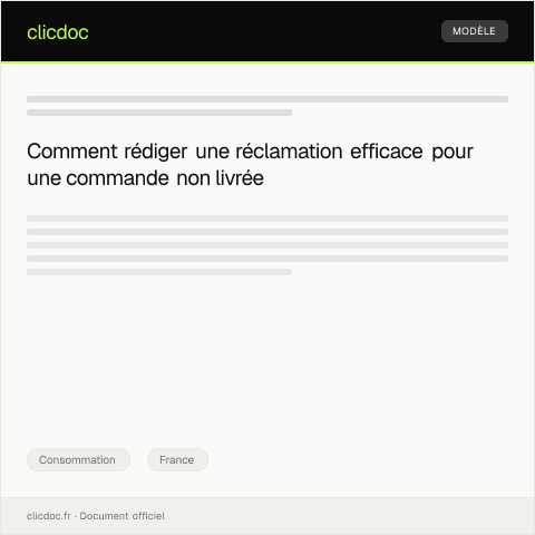 Aperçu du document Réclamation suite à la non livraison d’une commande en ligne — Consommation, France
