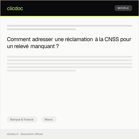 Aperçu du document Réclamation pour non-réception du relevé de compte — Banque & finance, Maroc