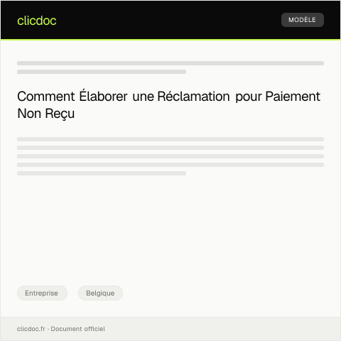Aperçu du document Réclamation pour un paiement non reçu de la part d’un client — Entreprise, Belgique