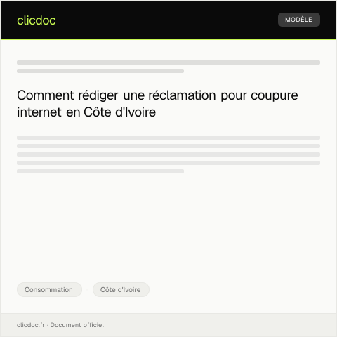Aperçu du document Réclamation pour coupure intempestive du service internet — Consommation, Côte d'Ivoire