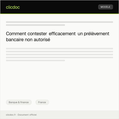 Aperçu du document Réclamation pour prélèvement indû sur mon compte — Banque & finance, France