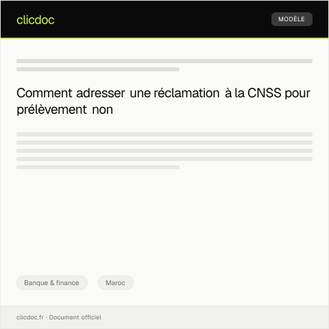Aperçu du document Réclamation concernant un prélèvement non autorisé sur le compte bancaire — Banque & finance, Maroc
