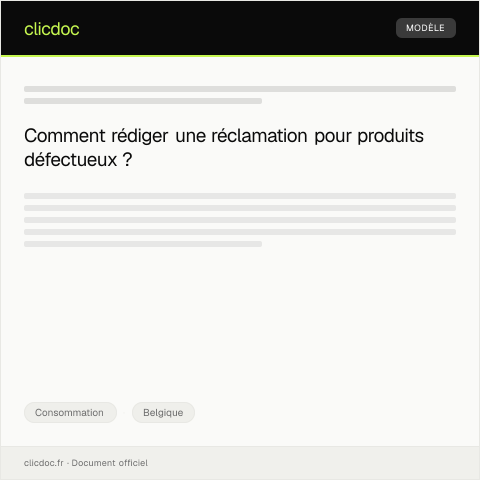 Aperçu du document Réclamation pour livraison de produits défectueux — Consommation, Belgique