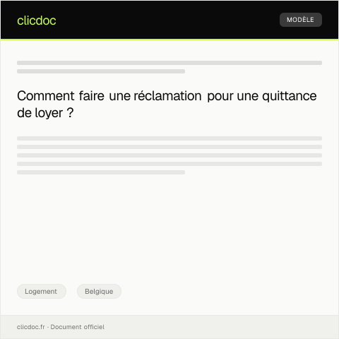 Aperçu du document Réclamation pour refus de délivrance de quittance de loyer — Logement, Belgique