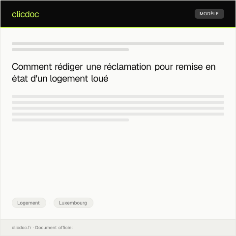 Aperçu du document Réclamation suite à la remise en état non effectuée par le propriétaire dans un logement loué — Logement, Luxembourg