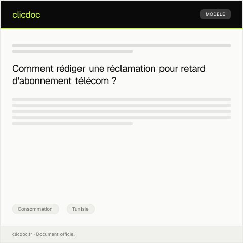 Aperçu du document Réclamation pour retard dans la réception d’un abonnement télécom — Consommation, Tunisie