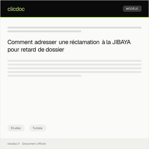 Aperçu du document Réclamation concernant le retard de traitement d’un dossier universitaire — Études, Tunisie