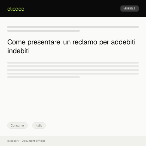 Anteprima documento Reclamo per addebiti indebiti su conto telefonico — Consumo, Italia