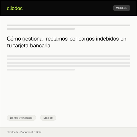 Vista previa del documento Reclamo por cargos indebidos en la tarjeta bancaria del Banco de México — Banca y finanzas, México