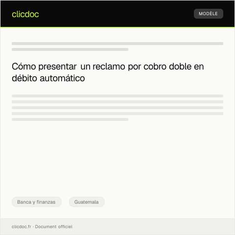 Vista previa del documento Reclamar por cobro doble en débito automático de mi cuenta bancaria — Banca y finanzas, Guatemala