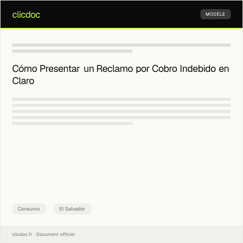Vista previa del documento Reclamo por cobro indebido en factura de telefonía móvil Claro — Consumo, El Salvador
