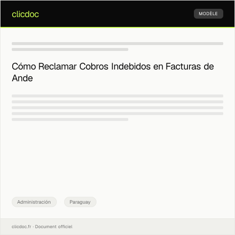 Vista previa del documento Reclamo por cobro indebido en la Factura de la Ande — Administración, Paraguay