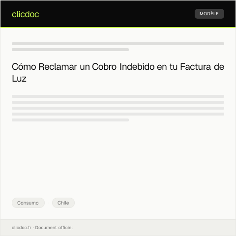 Vista previa del documento Reclamo por cobro indebido en la factura de luz — Consumo, Chile
