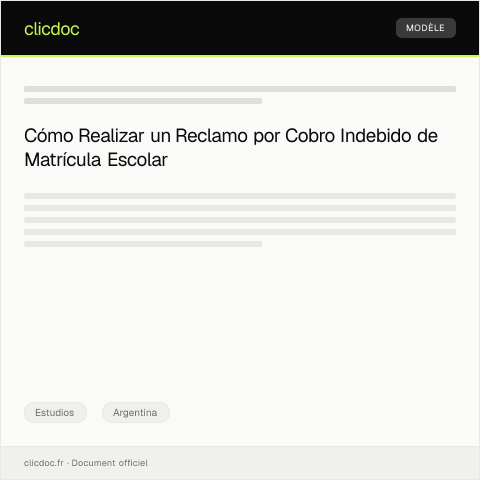 Vista previa del documento Reclamo por cobro indebido de matrícula escolar — Estudios, Argentina