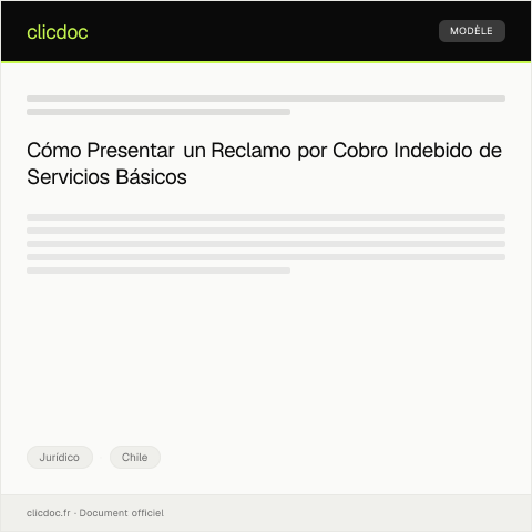 Vista previa del documento Presentar reclamo formal por cobro indebido en la cuenta de servicios básicos ante SERCOP — Jurídico, Chile