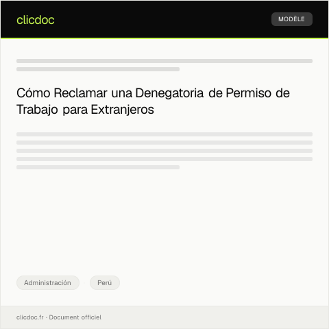 Vista previa del documento Reclamar por denegatoria de permiso de trabajo para extranjero — Administración, Perú
