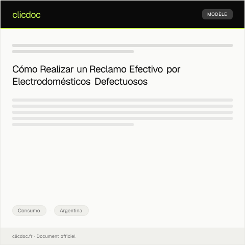 Vista previa del documento Reclamo por defectos en electrodoméstico comprado en tienda local — Consumo, Argentina