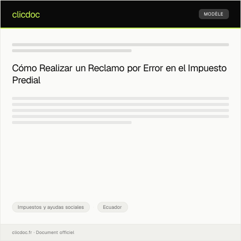 Vista previa del documento Reclamo por Error en el Cálculo del Impuesto Predial en Guayaquil — Impuestos y ayudas sociales, Ecuador
