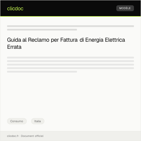 Anteprima documento Reclamo formale per la fattura di energia elettrica con importo errato — Consumo, Italia