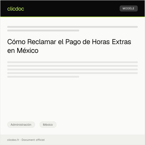 Vista previa del documento Reclamo por pago de horas extras ante la Junta Local de Conciliación y Arbitraje — Administración, México