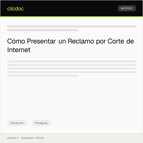 Vista previa del documento Reclamo por interrupción del servicio de internet sin aviso previo — Consumo, Paraguay