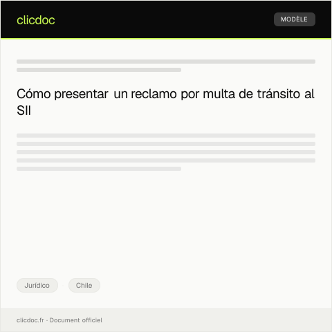 Vista previa del documento Reclamar por multa administrativa impuesta por infracción de tránsito ante la autoridad competente — Jurídico, Chile
