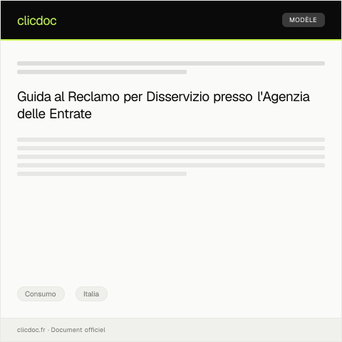 Anteprima documento Reclamo per disservizio — Consumo, Italia