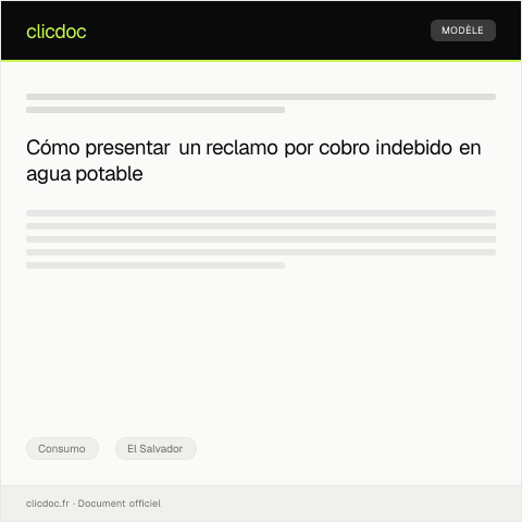 Vista previa del documento Reclamo por cobro indebido en factura de agua potable — Consumo, El Salvador