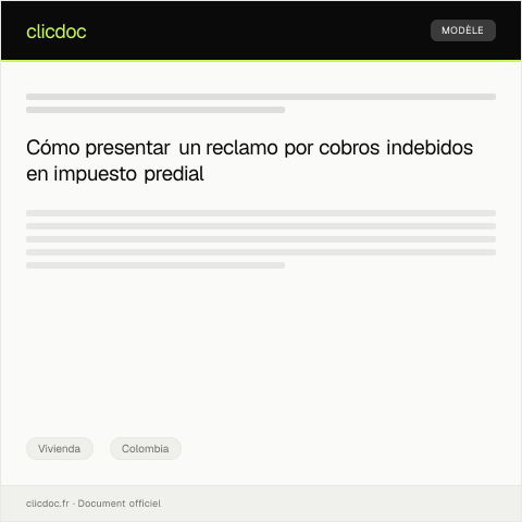 Vista previa del documento Reclamo por cobros indebidos en impuesto predial — Vivienda, Colombia