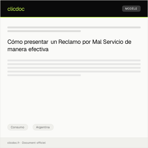 Vista previa del documento Reclamo por mal servicio — Consumo, Argentina