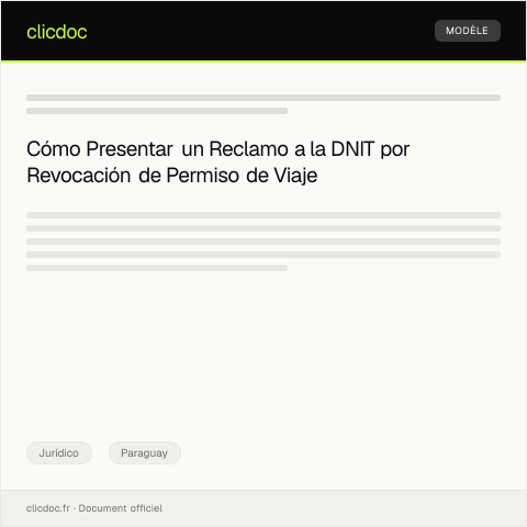 Vista previa del documento Presentar reclamo por revocación de permiso de viaje — Jurídico, Paraguay