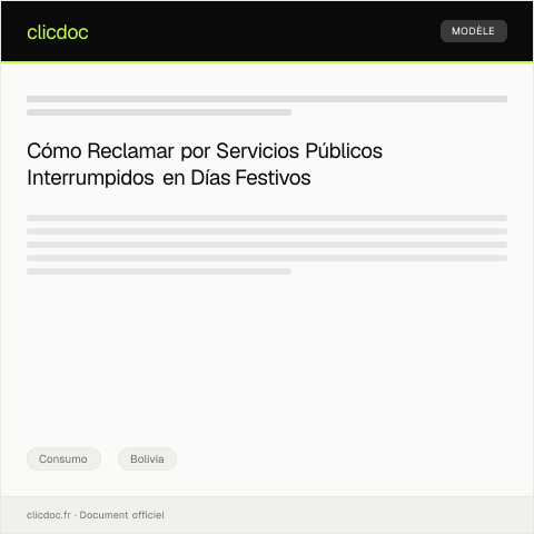Vista previa del documento Reclamo por Servicios Interrumpidos en Días Festivos — Consumo, Bolivia