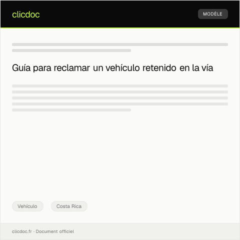 Vista previa del documento Reclamo por vehículo retenido en la vía por infracción de tránsito — Vehículo, Costa Rica