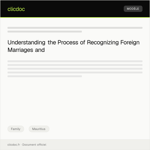 Document preview: Application for Recognition of Foreign Marriage or Divorce — Family, Mauritius