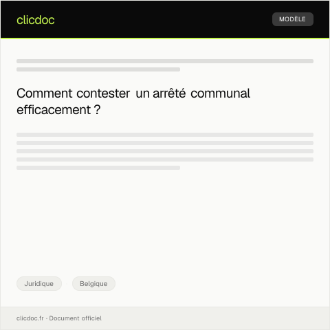 Aperçu du document Assistance pour la rédaction d’un recours en annulation d’un arrêté communal — Juridique, Belgique