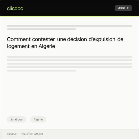 Aperçu du document Recours hiérarchique contre une décision d’expulsion de logement — Juridique, Algérie