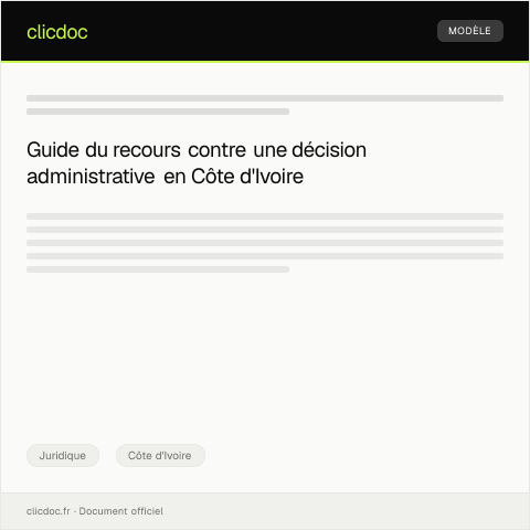 Aperçu du document Recours contre une décision administrative — Juridique, Côte d'Ivoire