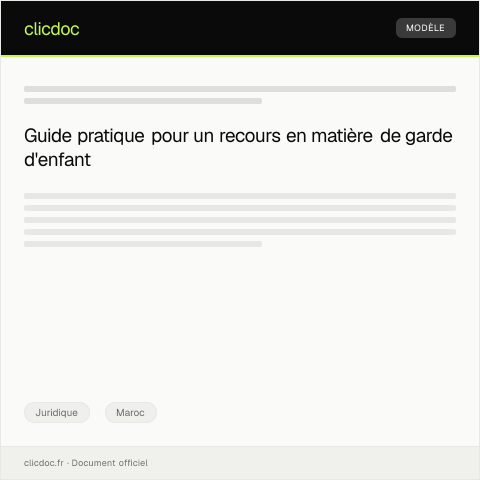 Aperçu du document Dossier de recours auprès de la cour pour une décision de garde — Juridique, Maroc
