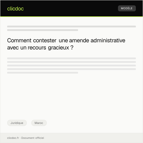 Aperçu du document Recours gracieux contre une amende administrative pour infraction au code de la route — Juridique, Maroc