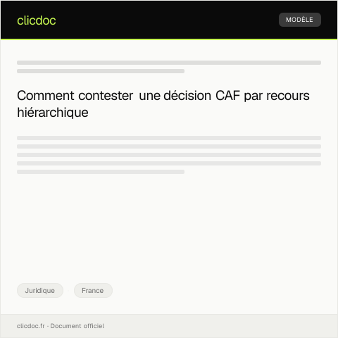 Aperçu du document Recours hiérarchique contre une décision de la CAF — Juridique, France