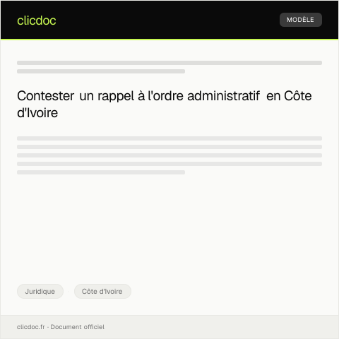 Aperçu du document Recours hiérarchique contre un rappel à l’ordre administratif — Juridique, Côte d'Ivoire