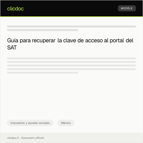Vista previa del documento Recuperar clave de acceso al portal del SAT — Impuestos y ayudas sociales, México