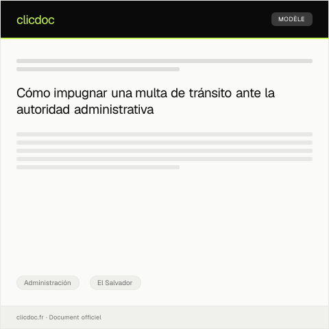 Vista previa del documento Recurrir a la autoridad administrativa por multa de tránsito indebida — Administración, El Salvador